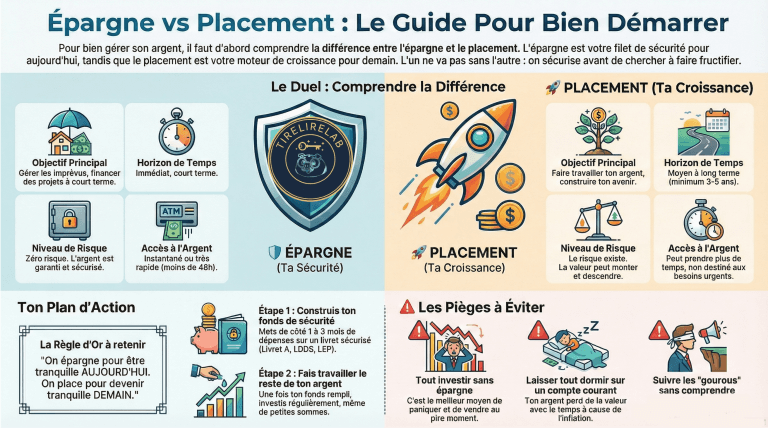 schéma epargne contre placement. différences et risques.