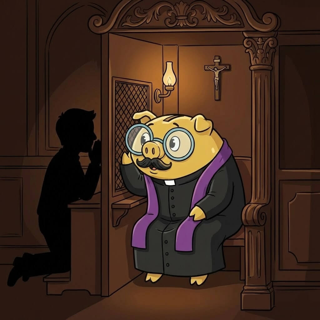 Le Professeur Tirelire au Confessionnal